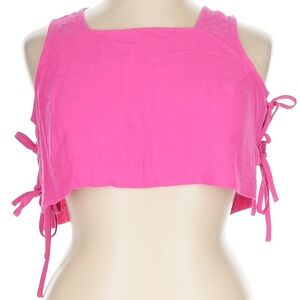 Pink Sleeveless Tie Sides Crop Tank Top